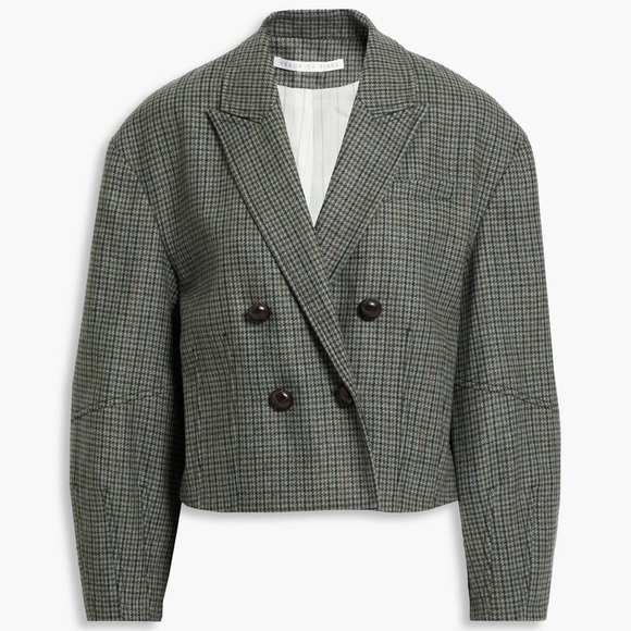 NWT VERONICA BEARD Wool Houndstooth Double Breasted Puff Sleeves Crop Blazer 12 - Picture 13 of 14